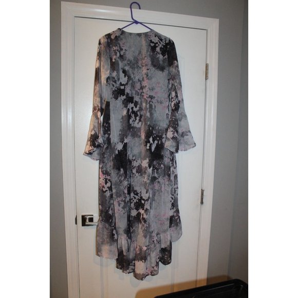 Bar III Floral Abstract Belted Ruffle Design 3/4 Sleeve Women's Dress Size Small - Picture 11 of 14